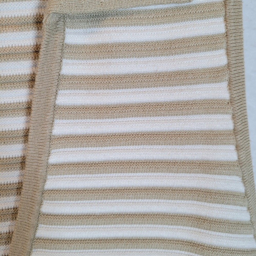 Toccin Womens Tank Striped Ribbed Knit Henley Short Dress Size Medium Tan Tennis - Picture 3 of 9